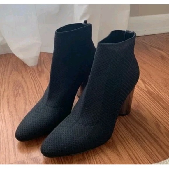 Zara knit cloth stretchy heeled boots. Size 40 - Picture 3 of 4
